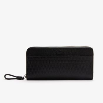 Lacoste Chantaco Matte Piqué Leather Zip Wallet - Peněženka Dámské Černé | CZ-iD52fK